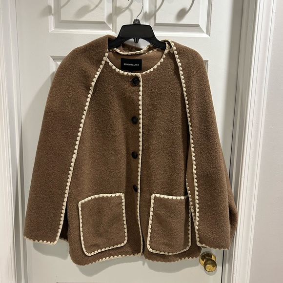 BCBGMaxAzria Sweaters - NWT BCBGMaxAzria Sweater w Cream Trim & Attached Scarf Sz M $298